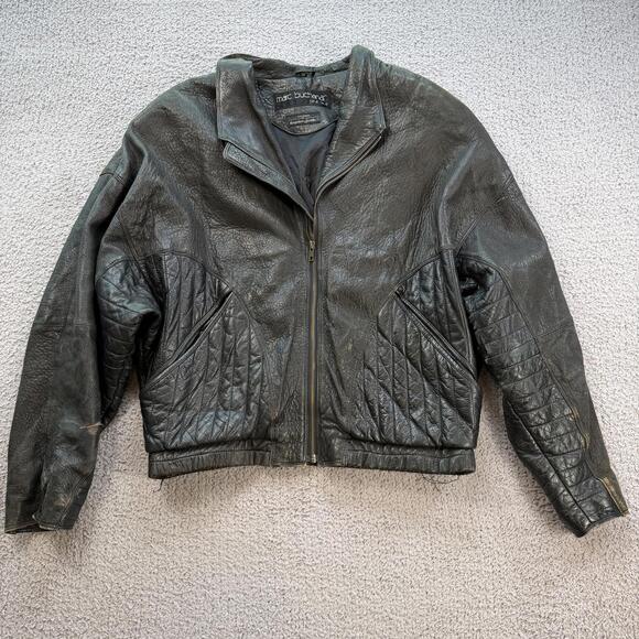 Vintage Pelle Pelle Marc Buchanan Leather Jacket Cropped Quilted Black 38 XL